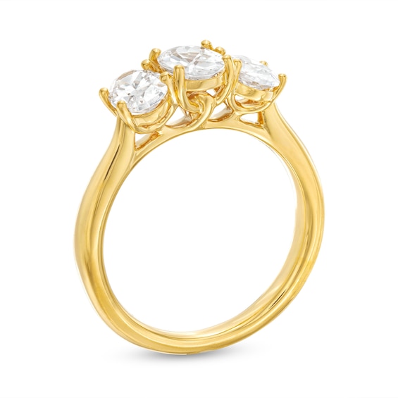 2.00 CT. T.W. Oval Diamond Past Present Future® Engagement Ring in 14K Gold (I/SI2)