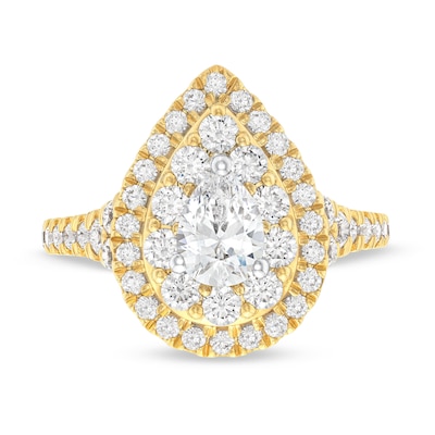 1.75 CT. T.W. Canadian Certified Pear-Shaped Diamond Teardrop Frame Engagement Ring in 14K Gold (I/I1)