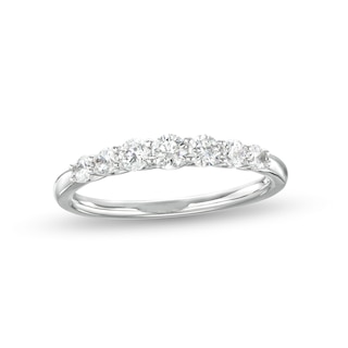 0.50 CT. T.W. Canadian Certified Diamond Seven Stone Anniversary Band in 14K White Gold (I/I1)