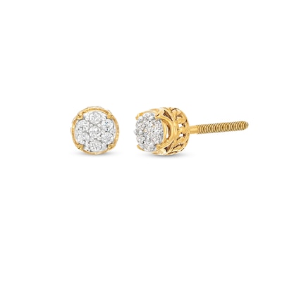 Men's 0.145 CT. T.W. Multi-Diamond Profile Curb Chain Stud Earrings in 10K Gold