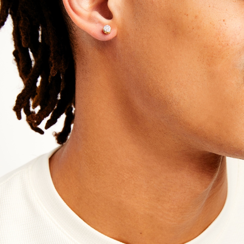 Men's 0.145 CT. T.W. Multi-Diamond Profile Curb Chain Stud Earrings in 10K Gold|Peoples Jewellers