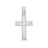 Thumbnail Image 0 of Men's 0.45 CT. T.W. Baguette Diamond Textured Edge Cross Charm in 10K White Gold