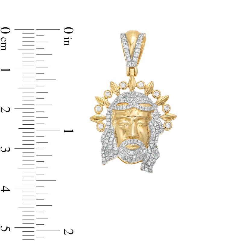 Men's 0.45 CT. T.W. Diamond Jesus with Crown Charm in 10K Gold