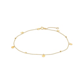 Brilliance Bead and Disc Dangle Station Anklet in 10K Gold - 10&quot;