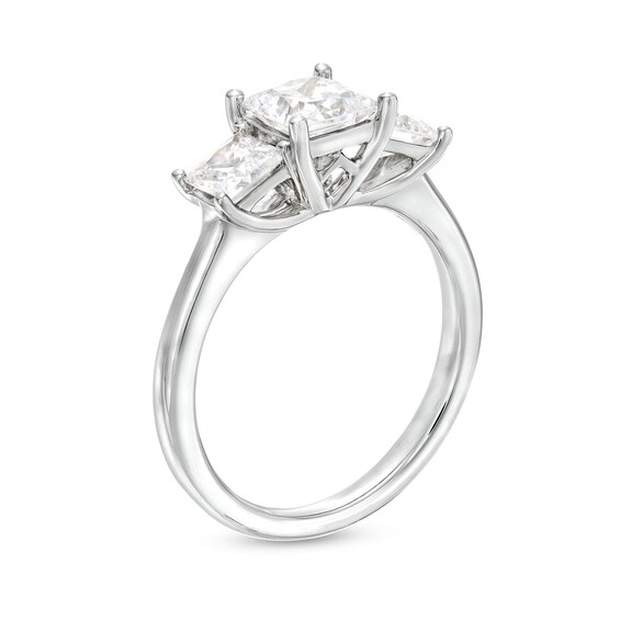 2.00 CT. T.W. Princess-Cut Diamond Past Present Future® Engagement Ring in 14K White Gold (I/I2)