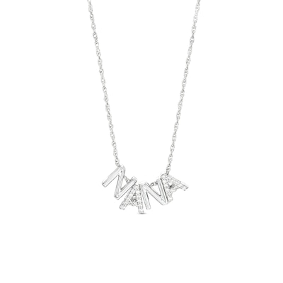 0.065 CT. T.W. Diamond "N A N A" Charm Necklace in Sterling Silver