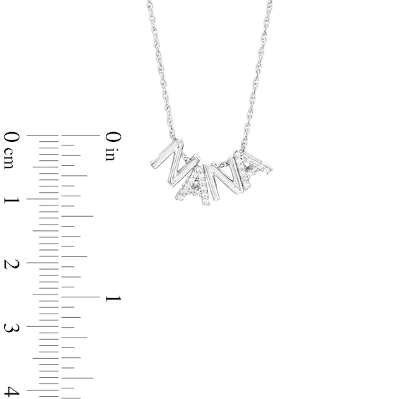 0.065 CT. T.W. Diamond "N A N A" Charm Necklace in Sterling Silver