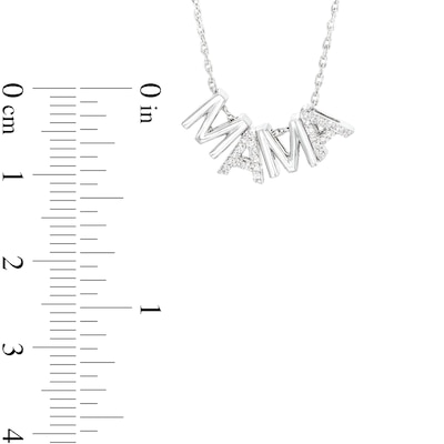 0.065 CT. T.W. Diamond "M A M A" Charm Necklace in Sterling Silver