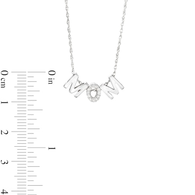 0.04 CT. T.W. Diamond "M O M" Charm Necklace in Sterling Silver