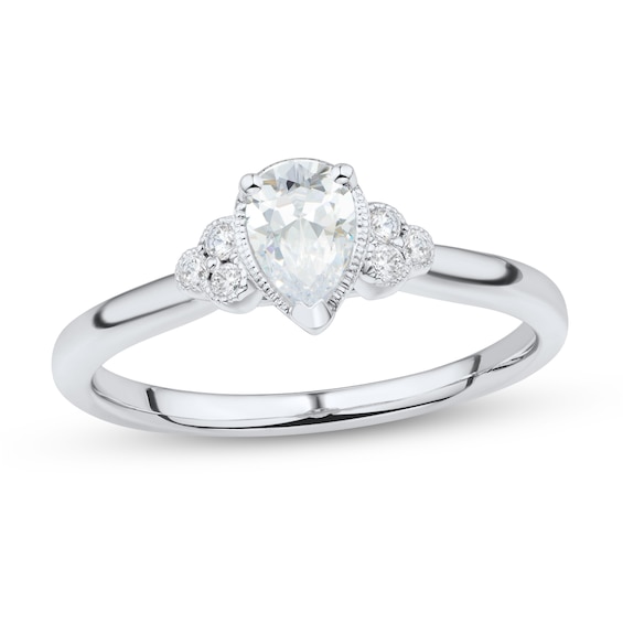 0.45 CT. T.W. Pear-Shaped Diamond Tri-Sides Vintage-Style Engagement Ring in 14K White Gold (I/I1)