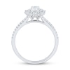 Thumbnail Image 1 of 0.75 CT. T.W. Oval Diamond Sunburst Frame Vintage-Style Engagement Ring in 14K White Gold (I/I1)