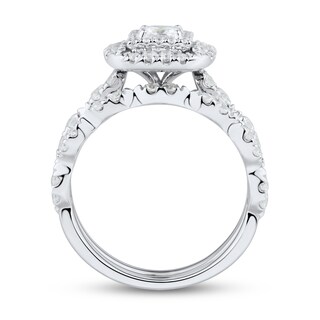 0.95 CT. T.W. Princess-Cut Diamond Double Frame Marquise Bridal Set in 14K White Gold (I/I2)