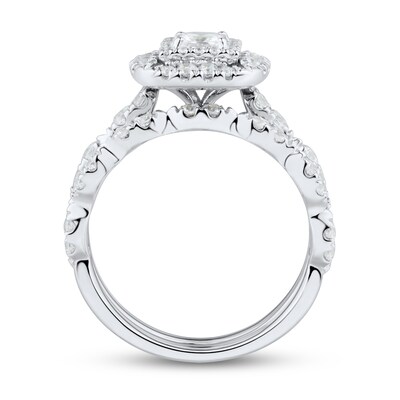 0.95 CT. T.W. Princess-Cut Diamond Double Frame Marquise Bridal Set in 14K White Gold (I/I2)