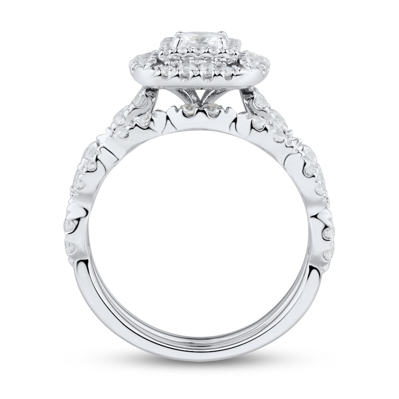 0.95 CT. T.W. Princess-Cut Diamond Double Frame Marquise Bridal Set in 14K White Gold (I/I2)|Peoples Jewellers