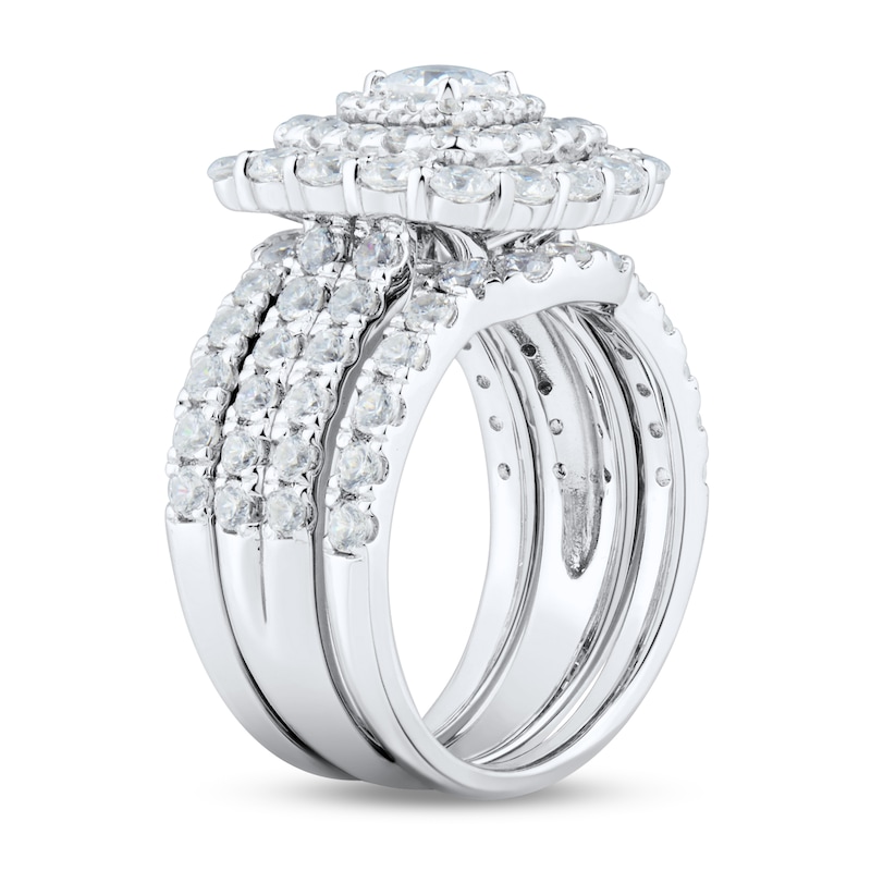 3.00 CT. T.W. Princess-Cut Diamond Frame Double Row Bridal Set in 14K White Gold (I/I2)|Peoples Jewellers