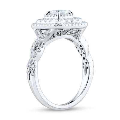 0.95 CT. T.W. Princess-Cut Diamond Stepped Triple Frame Twist Shank Engagement Ring in 14K White Gold (I/I2)