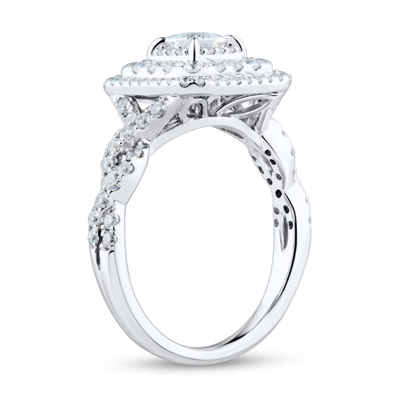 0.95 CT. T.W. Princess-Cut Diamond Stepped Triple Frame Twist Shank Engagement Ring in 14K White Gold (I/I2)