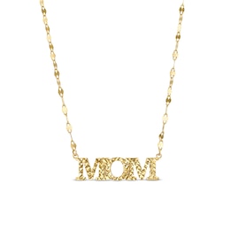 Italian Gold Diamond-Cut &quot;MOM&quot; Mirror Link Chain Necklace in 10K Gold