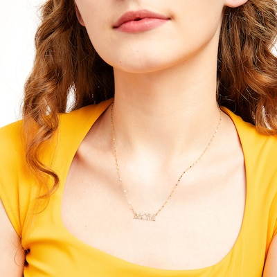 Diamond-Cut "MOM" Mirror Link Chain Necklace in 10K Gold