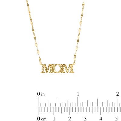 Diamond-Cut "MOM" Mirror Link Chain Necklace in 10K Gold