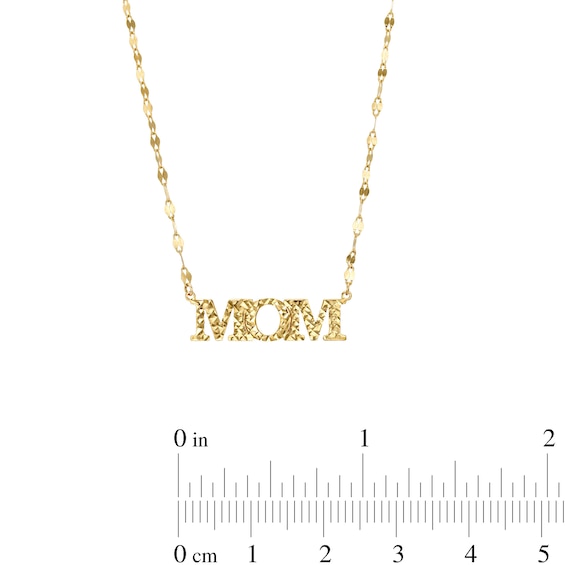 Diamond-Cut "MOM" Mirror Link Chain Necklace in 10K Gold