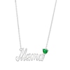 4.0mm Heart-Shaped Lab-Created Emerald "Mama" Necklace in Sterling Silver - 18.75"