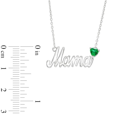 4.0mm Heart-Shaped Lab-Created Emerald "Mama" Necklace in Sterling Silver - 18.75"