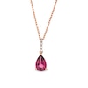 Pear-Shaped Rhodolite Garnet and Diamond Accent Drop Pendant in 10K Rose Gold