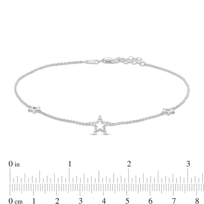 Diamond Accent Star Station Anklet in Sterling Silver - 10"|Peoples Jewellers