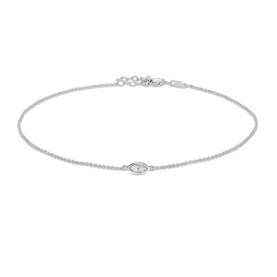 Diamond Accent Marquise Anklet in Sterling Silver - 10"