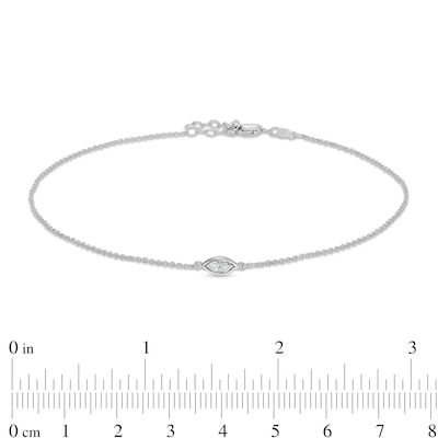 Diamond Accent Marquise Anklet in Sterling Silver - 10"