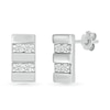 Thumbnail Image 0 of Men's 0.18 CT. T.W. Diamond Double Row Rectangular Stud Earrings in Sterling Silver