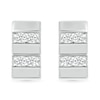 Thumbnail Image 1 of Men's 0.18 CT. T.W. Diamond Double Row Rectangular Stud Earrings in Sterling Silver