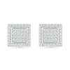 Men's 0.23 CT. T.W. Square-Shaped Multi-Diamond Swirl Frame Stud Earrings in Sterling Silver