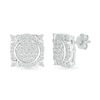 Men's 0.45 CT. T.W. Multi-Diamond Frame Ornate Four-Corner Accent Stud Earrings in Sterling Silver