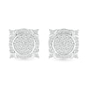 Men's 0.45 CT. T.W. Multi-Diamond Frame Ornate Four-Corner Accent Stud Earrings in Sterling Silver