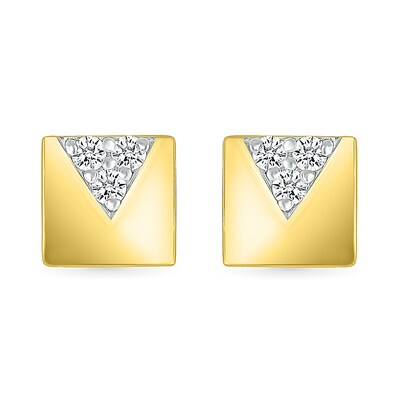 Men's 0.85 CT. T.W. Diamond Trio Triangle Accent Rectangular Stud Earrings in 10K Gold