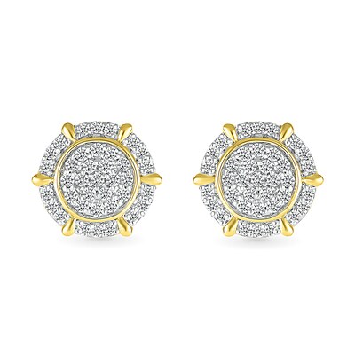 Men's 0.45 CT. T.W. Multi-Diamond Frame Ship's Wheel-Style Stud Earrings in 10K Gold