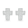 Thumbnail Image 1 of Men's 0.45 CT. T.W. Diamond Mini Cross Stud Earrings in 10K White Gold