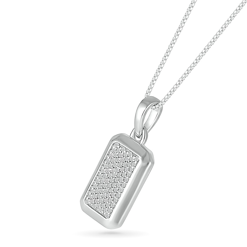 Men's 0.23 CT. T.W. Diamond Three-Dimensional Frame Dog Tag Pendant in Sterling Silver - 22"|Peoples Jewellers