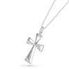 Men's 0.115 CT. T.W. Diamond Three-Dimensional Pyramid-Style Flared Cross Pendant in 10K White Gold - 22"