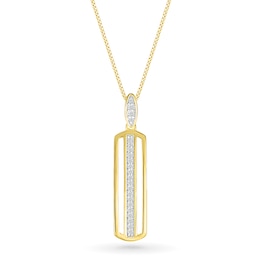 Men's 0.145 CT. T.W. Diamond Linear Ribbon Triple Row Open Vertical Bar Drop Pendant in 10K Gold - 22&quot;