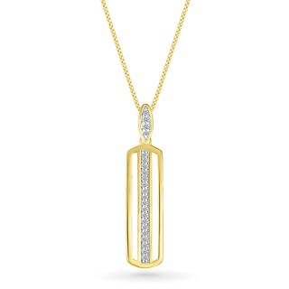 Men's 0.145 CT. T.W. Diamond Linear Ribbon Triple Row Open Vertical Bar Drop Pendant in 10K Gold - 22"