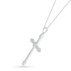 Men's 0.18 CT. T.W. Quad Diamond Tri-Tip Cross Pendant in 10K White Gold - 22"