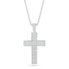 Men's 0.45 CT. T.W. Diamond Divided Cross Pendant in 10K White Gold - 22"