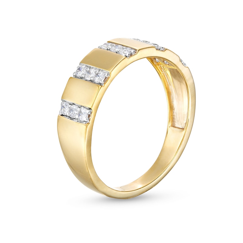 Main Image 3 of 0.23 CT. T.W. Diamond Trio Linear Row Band in 10K Gold