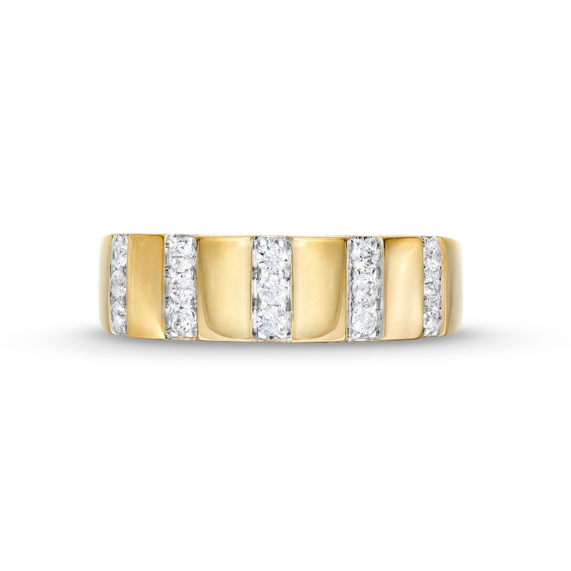 Main Image 4 of 0.23 CT. T.W. Diamond Trio Linear Row Band in 10K Gold