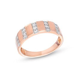 0.23 CT. T.W. Diamond Trio Linear Row Band in 10K Rose Gold