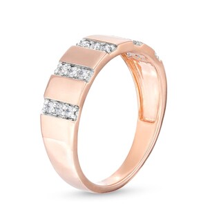 CT. T.W. Diamond Trio Linear Row Band in 10K Rose Gold