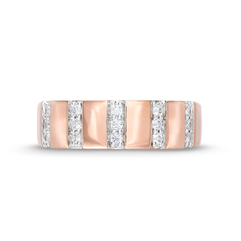 0.23 CT. T.W. Diamond Trio Linear Row Band in 10K Rose Gold